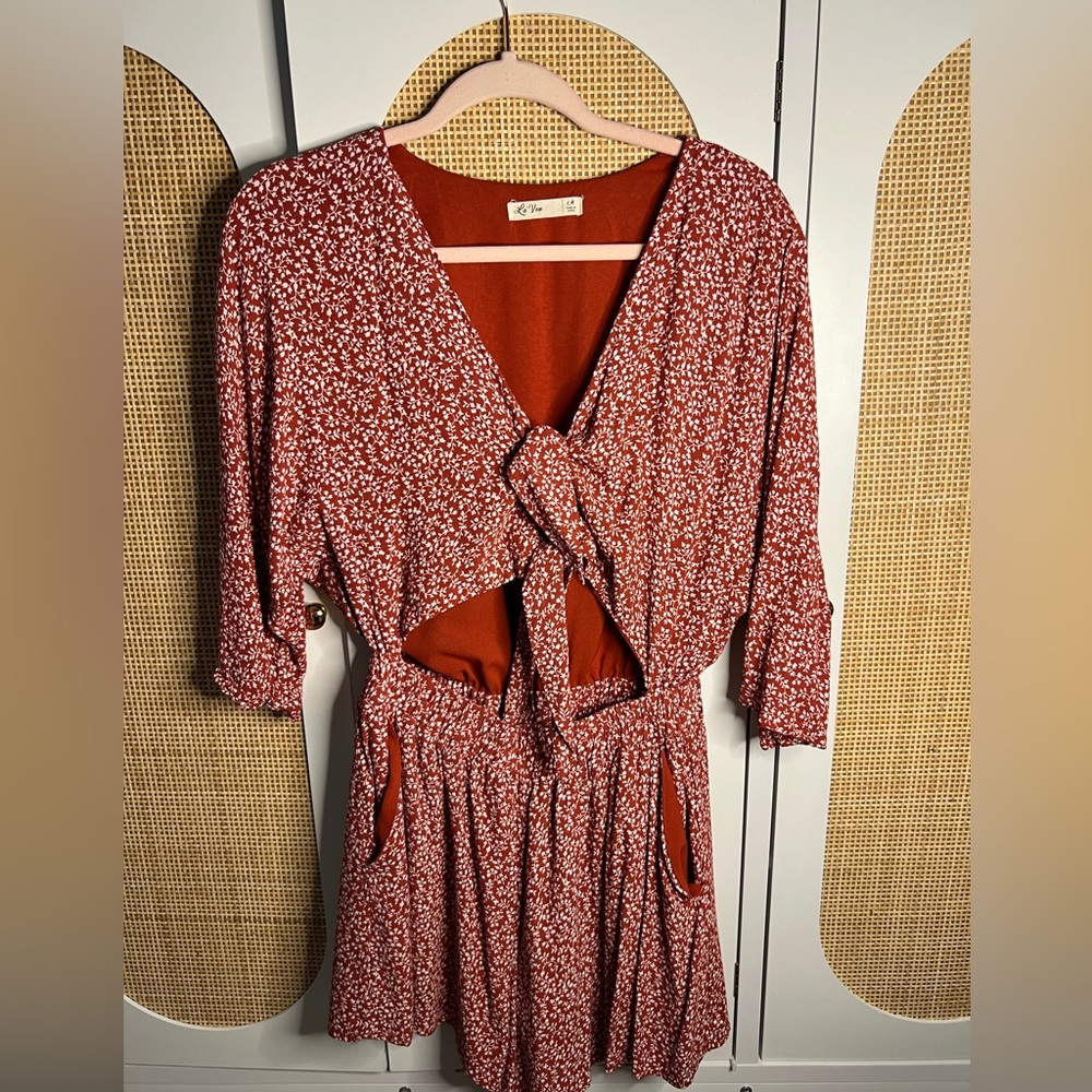 Red and White Flower Romper